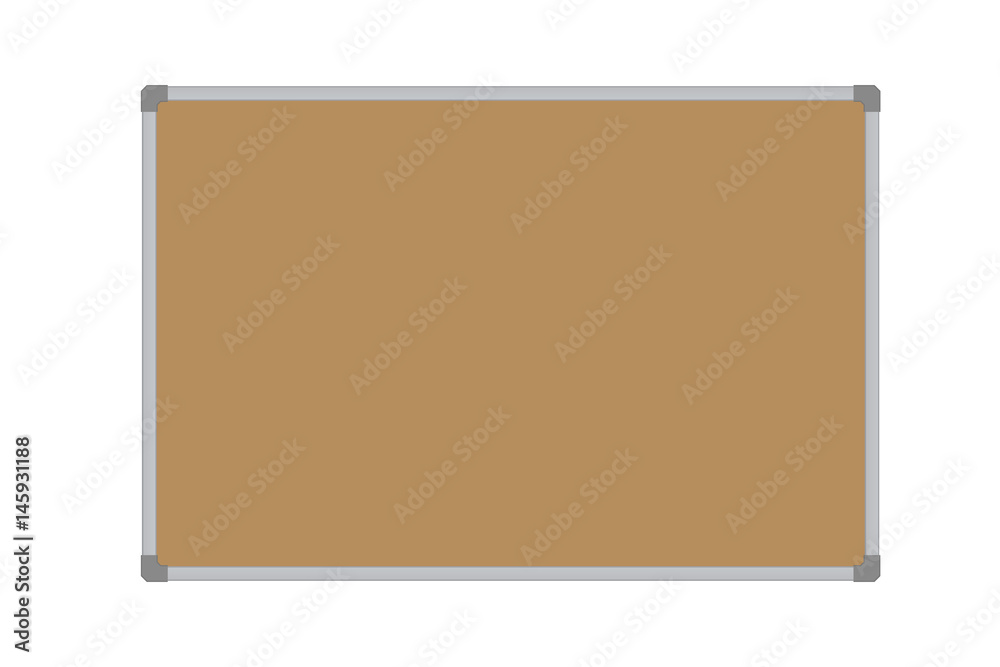 Obraz premium Realistic vector illustration of a blank cork whiteboard with aluminum frame, isolated on a white background