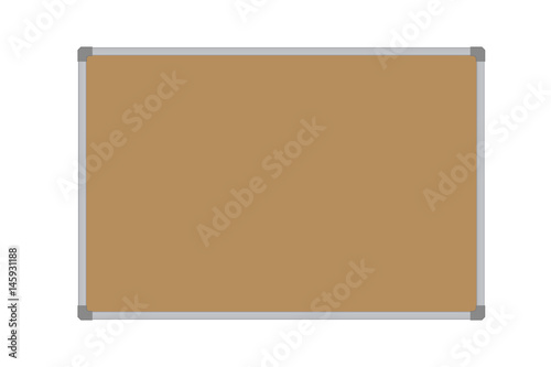 Realistic vector illustration of a blank cork whiteboard with aluminum frame, isolated on a white background