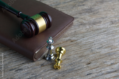 gavel, book and chess