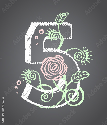 Floral numeral five for your design