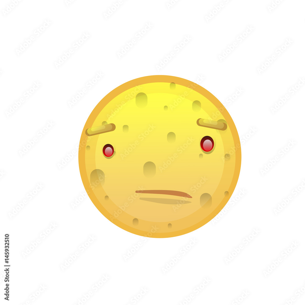Fototapeta premium Yellow Smiling Face Disappointed Negative People Emotion Icon Flat Vector Illustration