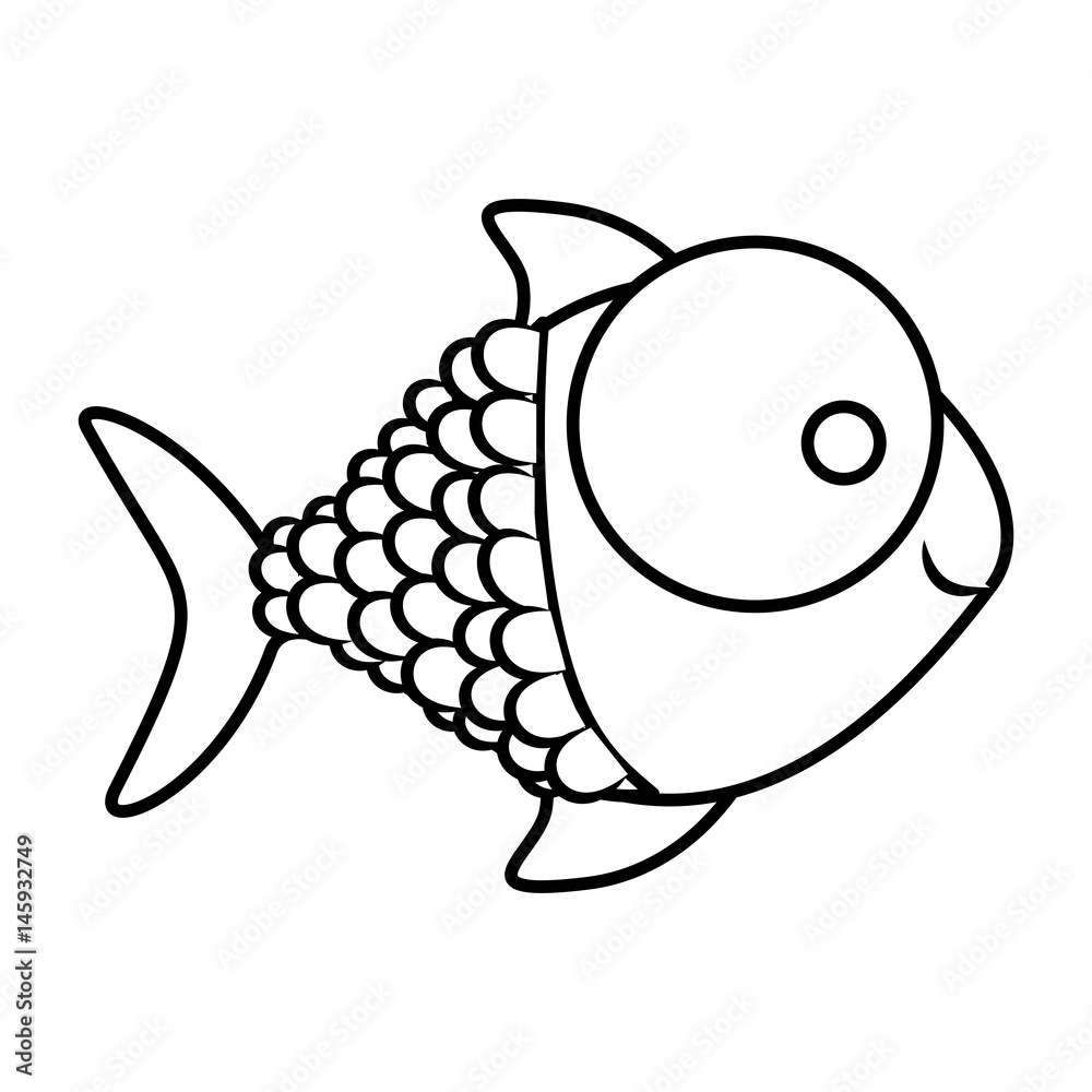 monochrome silhouette of fish with big eye and scales vector illustration monochrome silhouette of fish with big eye and scales vector illustration