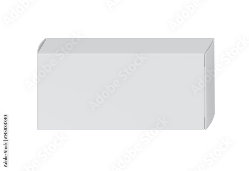 White package box for blister of pills isolated on white background vector illustration. Packaging design element for branding.