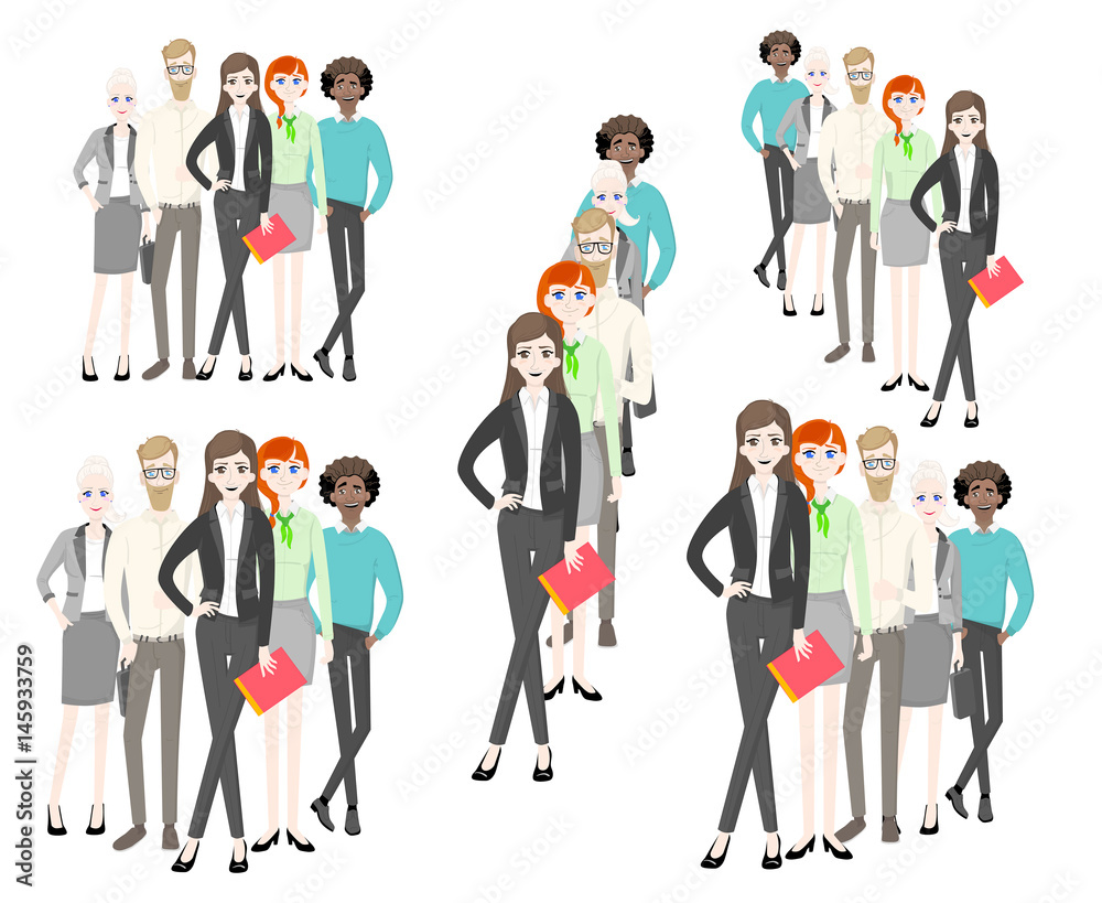 Group of business men and women, working people on white background. Business team and teamwork concept. Flat design people characters. Group of business men and women, working people on white background. Business team and teamwork concept. Flat design people characters.