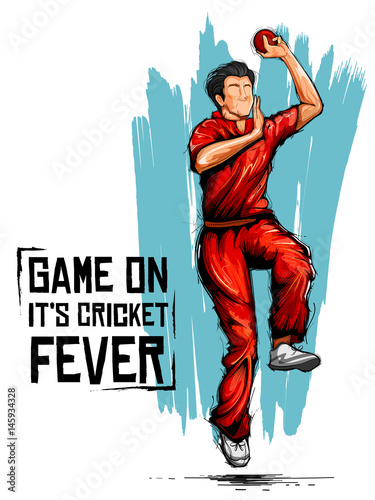Bowler bowling in cricket championship sports