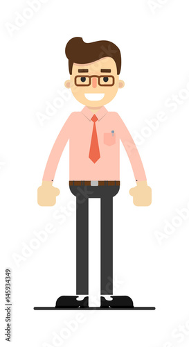 Smiling manager character isolated on white background vector illustration. People personage in flat design.