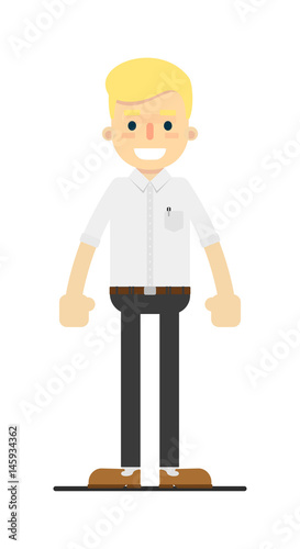 Smiling blond lawyer character isolated on white background vector illustration. People personage in flat design.