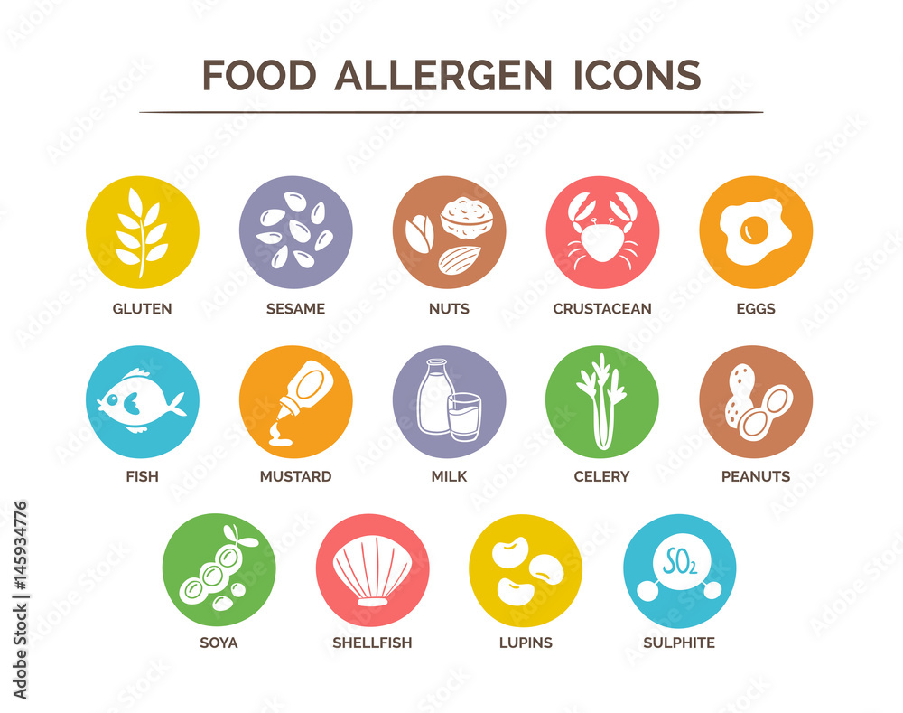 Food Safety Allergy Icons Set 14 Food Ingredients That Must Be Food Safety Allergy Icons Set 14 Food Ingredients That Must Be