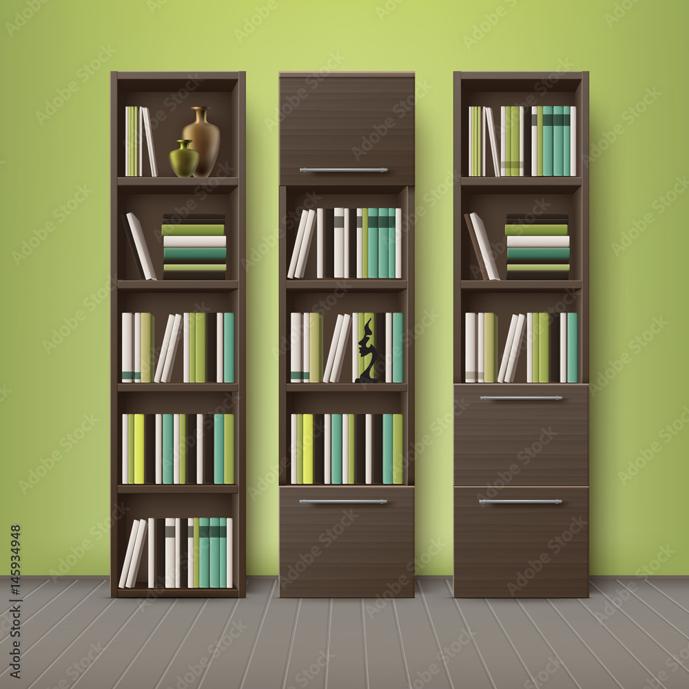 Brown wooden bookcases Brown wooden bookcases