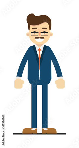 Smiling adult manager character isolated on white background vector illustration. People personage in flat design.
