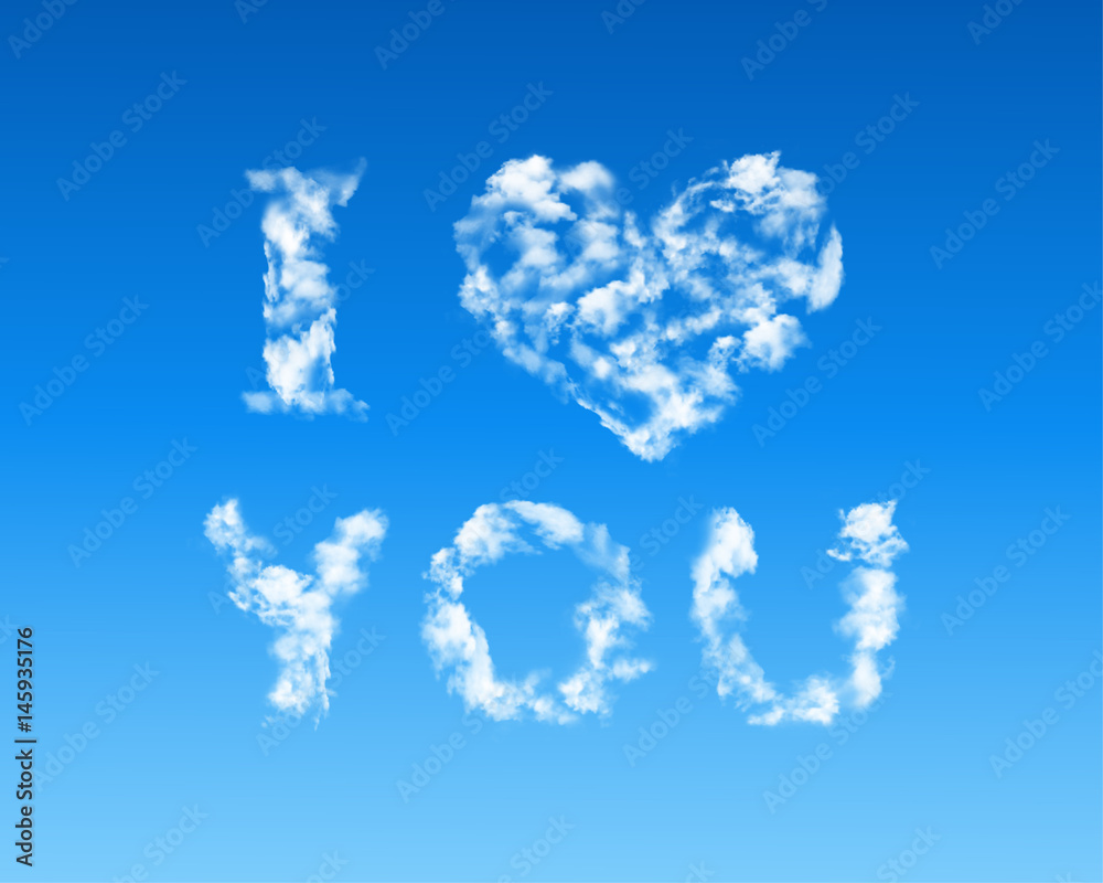Fototapeta premium heart shaped cloud in blue sky.