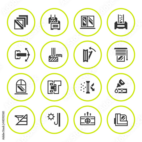 Set round icons of modern window