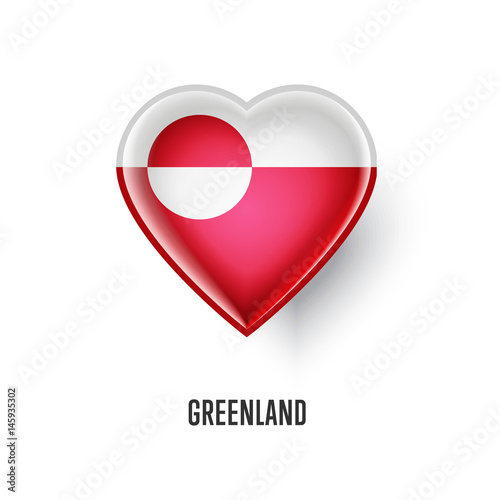 Free Download Patriotic heart symbol with Greenland flag vector illustration isolated on white background. Love Greenland design element or shiny logo, glossy button. - GFXLoad