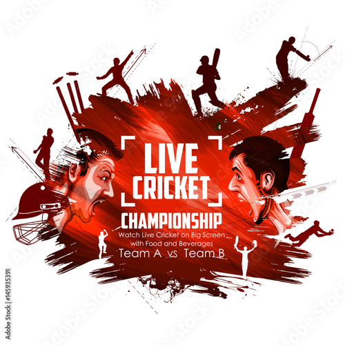 Batsman and bowler playing cricket championship