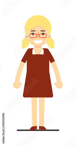 Beautiful happy blonde woman smiling isolated on white background vector illustration. People personage in flat design.