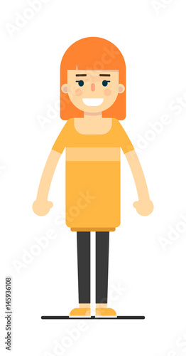 Beautiful happy smiling teen girl isolated on white background vector illustration. People personage in flat design.