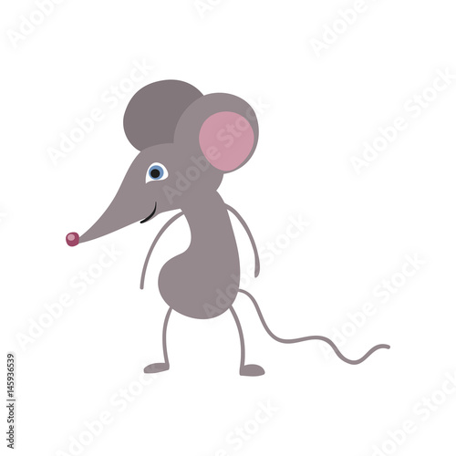 Funny mouse personage vector illustration isolated on white background. Cute wild animal, wildlife character in cartoon style.