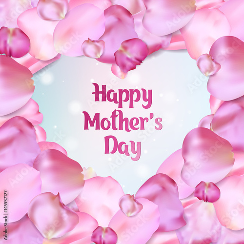 Happy mother's day card with rose petals