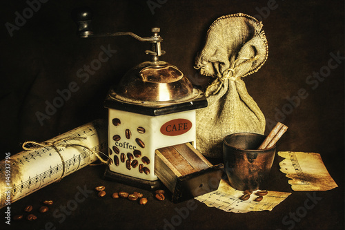 Canvas Print Photo about coffe and music