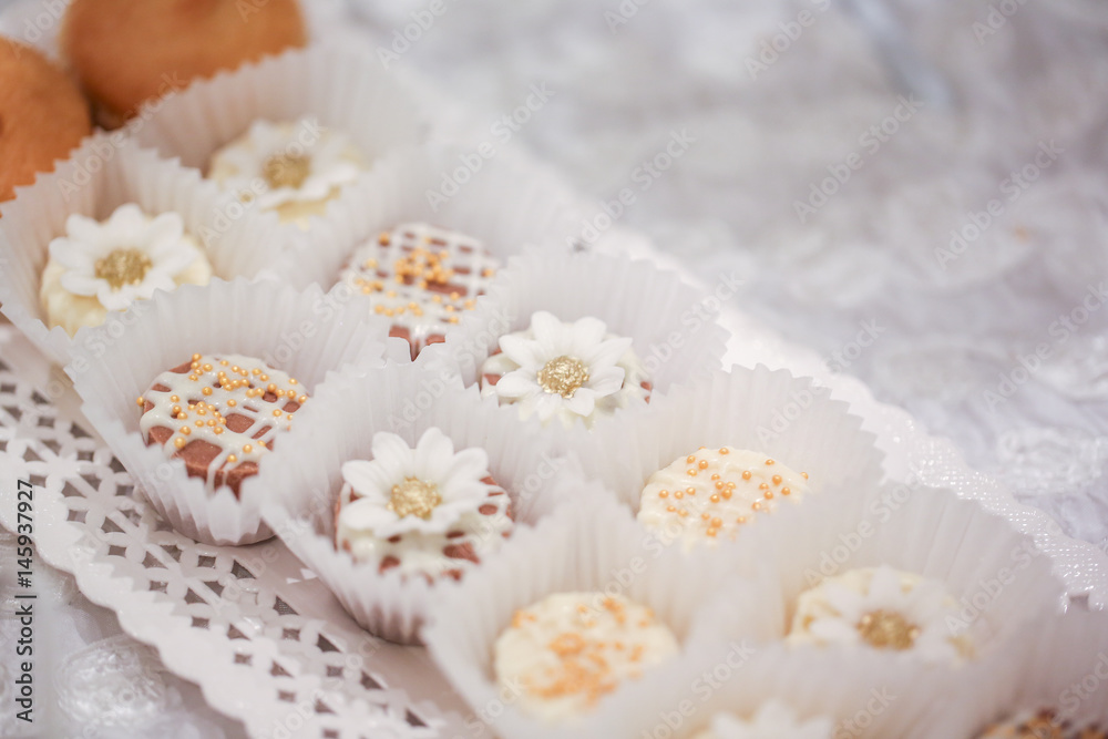 Delicious sweets on candy buffet Delicious sweets on candy buffet
