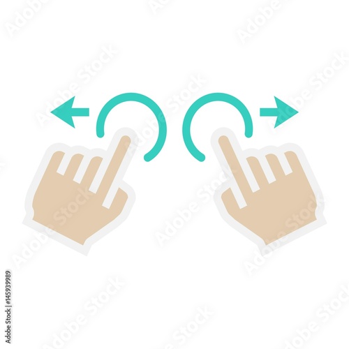 Two hand zoom in flat icon, touch and gesture