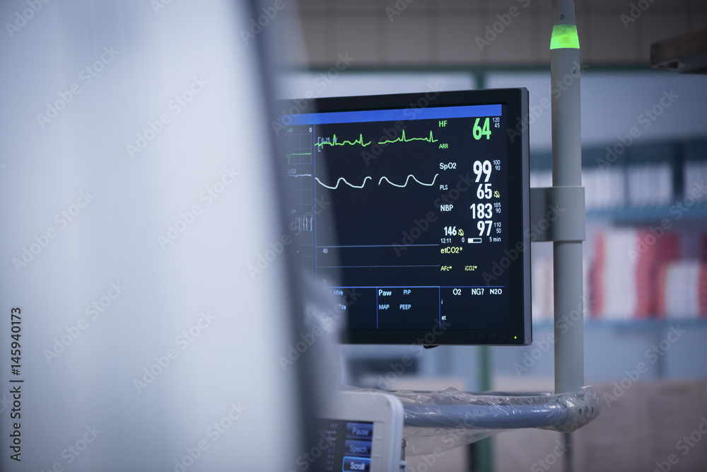Anesthesia monitor in catheter lab Stock Photo | Adobe Stock