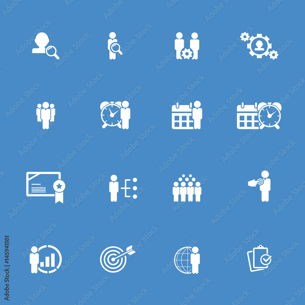 Business training and human resources icon set Business training and human resources icon set