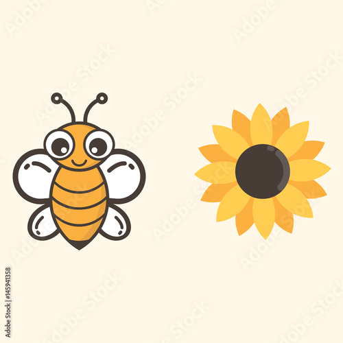 cartoon bee and flower