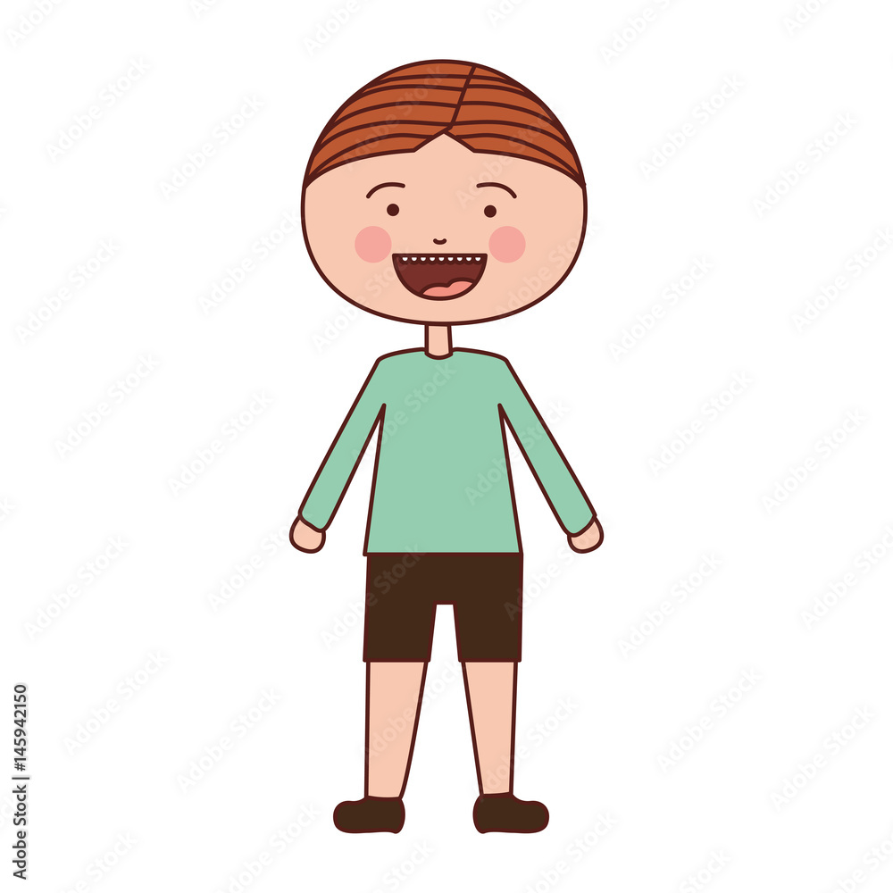 color silhouette smile expression cartoon boy with t-shirt and shorts vector illustration color silhouette smile expression cartoon boy with t-shirt and shorts vector illustration