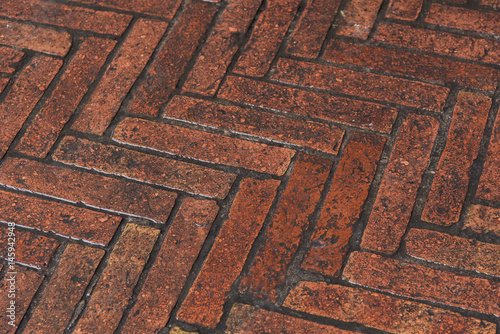 Red brick street paving