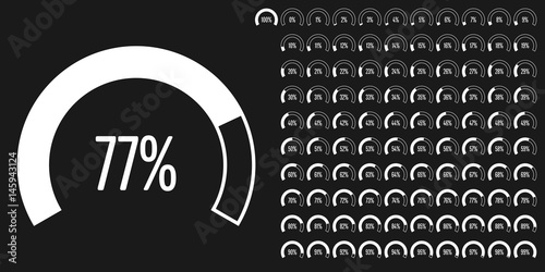 Set of circular sector percentage diagrams from 0 to 100 ready-to-use for web design, user interface (UI) or infographic - indicator with white