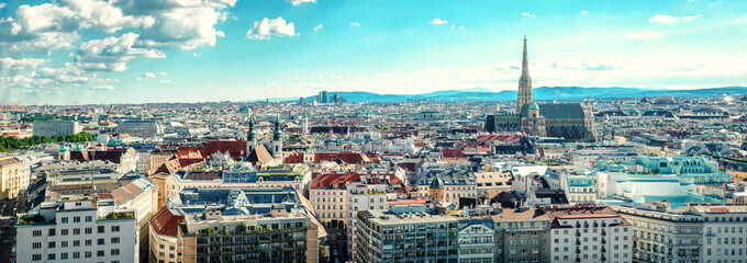 Plexiglas schilderij Wenen Panoramisch uitzicht op stad Wenen  © Alex Tihonov