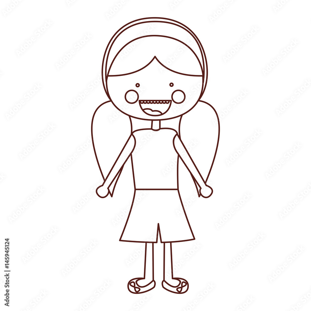 sketch contour smile expression cartoon pigtails hair girl with shirt and skirt vector illustration sketch contour smile expression cartoon pigtails hair girl with shirt and skirt vector illustration