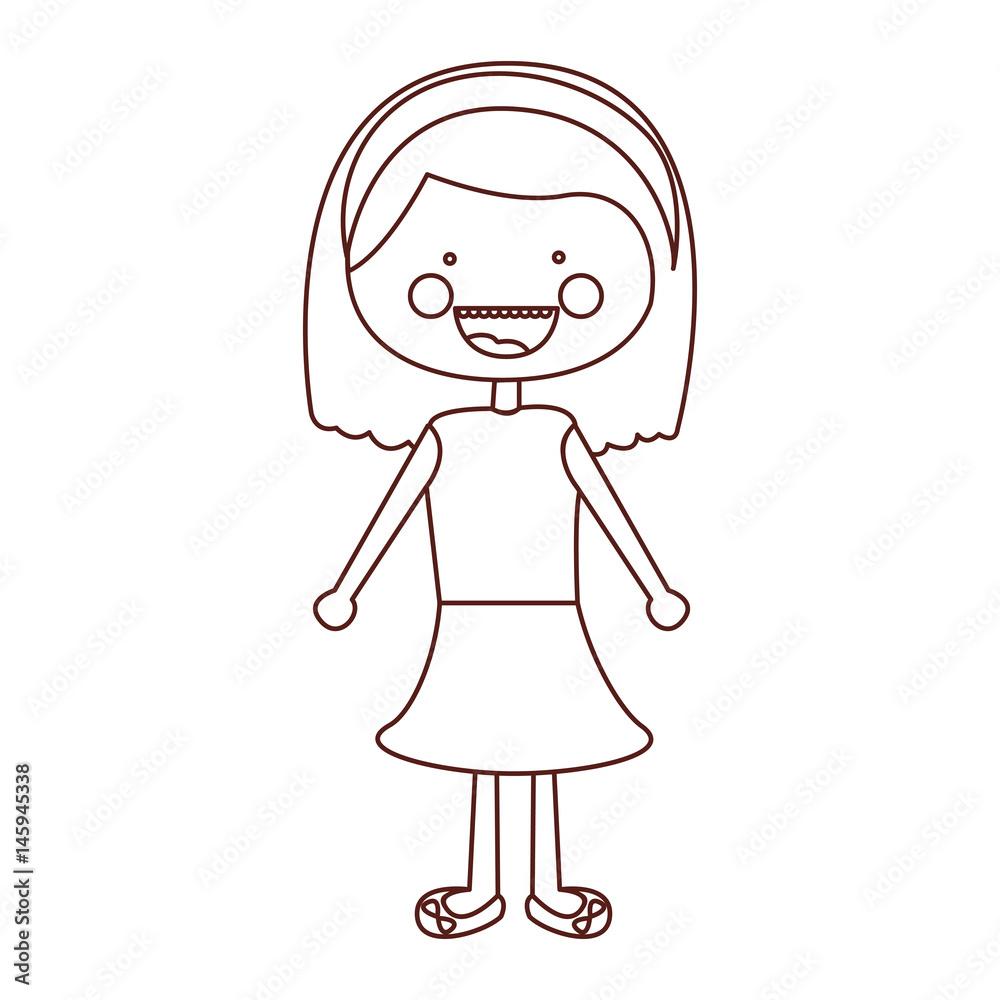 sketch contour smile expression cartoon short hair girl with shirt and skirt vector illustration sketch contour smile expression cartoon short hair girl with shirt and skirt vector illustration