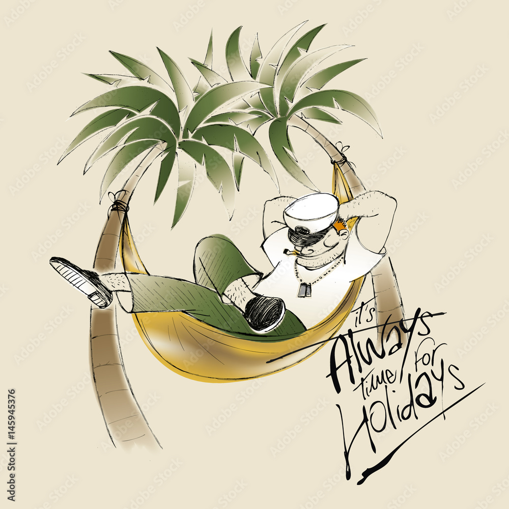 Sailor sleeping on an hammock Stock Vector Adobe Stock