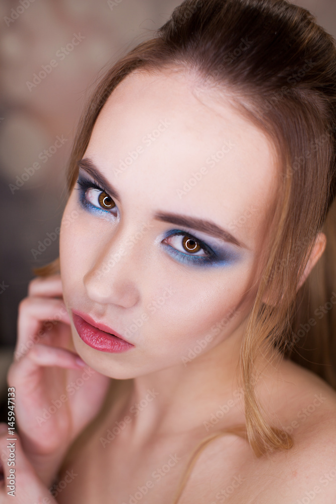 Beauty Asian girl. Smoky eyes.