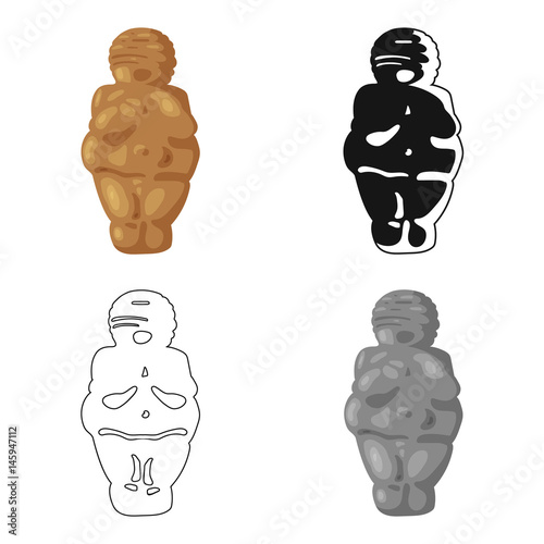 Venus of stone age icon in cartoon style isolated on white background. Stone age symbol stock vector illustration.