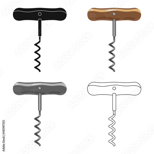 Corkscrew icon in cartoon style isolated on white background. Wine production symbol stock vector illustration.