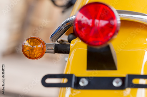Close up taillight of red motorcycle.Set lights,brake lights and turn lights mounted on motorcycles © warongdech