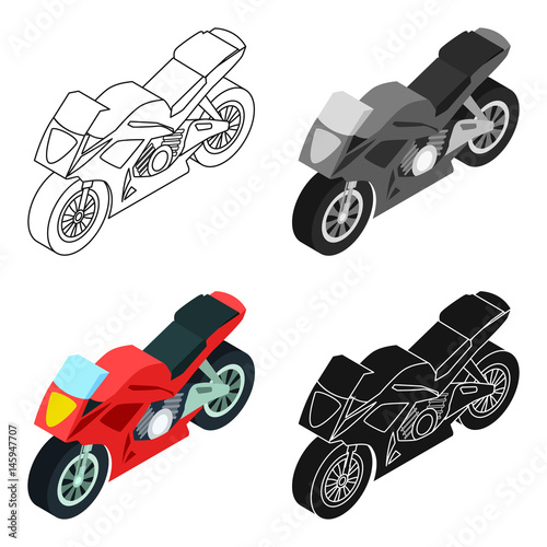 Fototapeta Ikona motocykla w stylu kreskówka na białym tle. Transport symbol Stockowa ilustracja wektorowa
