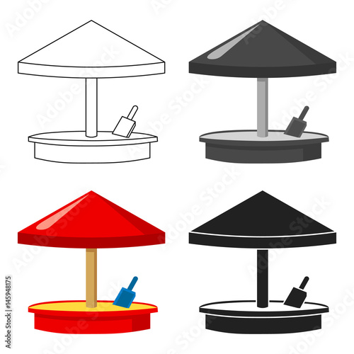 Sandbox icon in cartoon style isolated on white background. Play garden symbol stock vector illustration.
