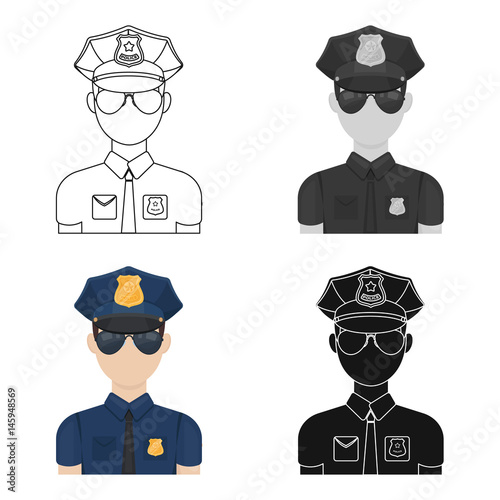 Police officer icon in cartoon style isolated on white background. Police symbol stock vector illustration. photo