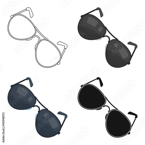 Aviator sunglasses icon in cartoon style isolated on white background. Police symbol stock vector illustration. photo