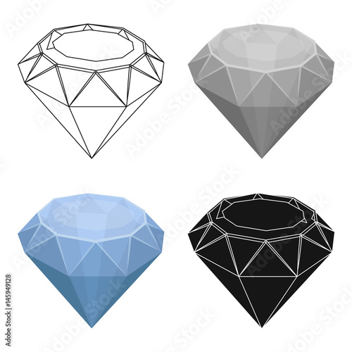 Diamond icon in cartoon style isolated on white background. Precious minerals and jeweler symbol stock vector illustration.
