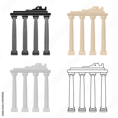 Turkish ruins icon in cartoon style isolated on white background. Turkey symbol stock vector illustration.