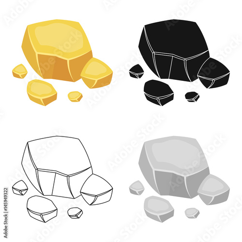 Copper ore icon in cartoon style isolated on white background. Precious minerals and jeweler symbol stock vector illustration.