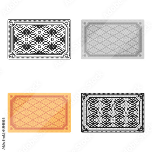 Turkish carpet icon in cartoon style isolated on white background. Turkey symbol stock vector illustration.