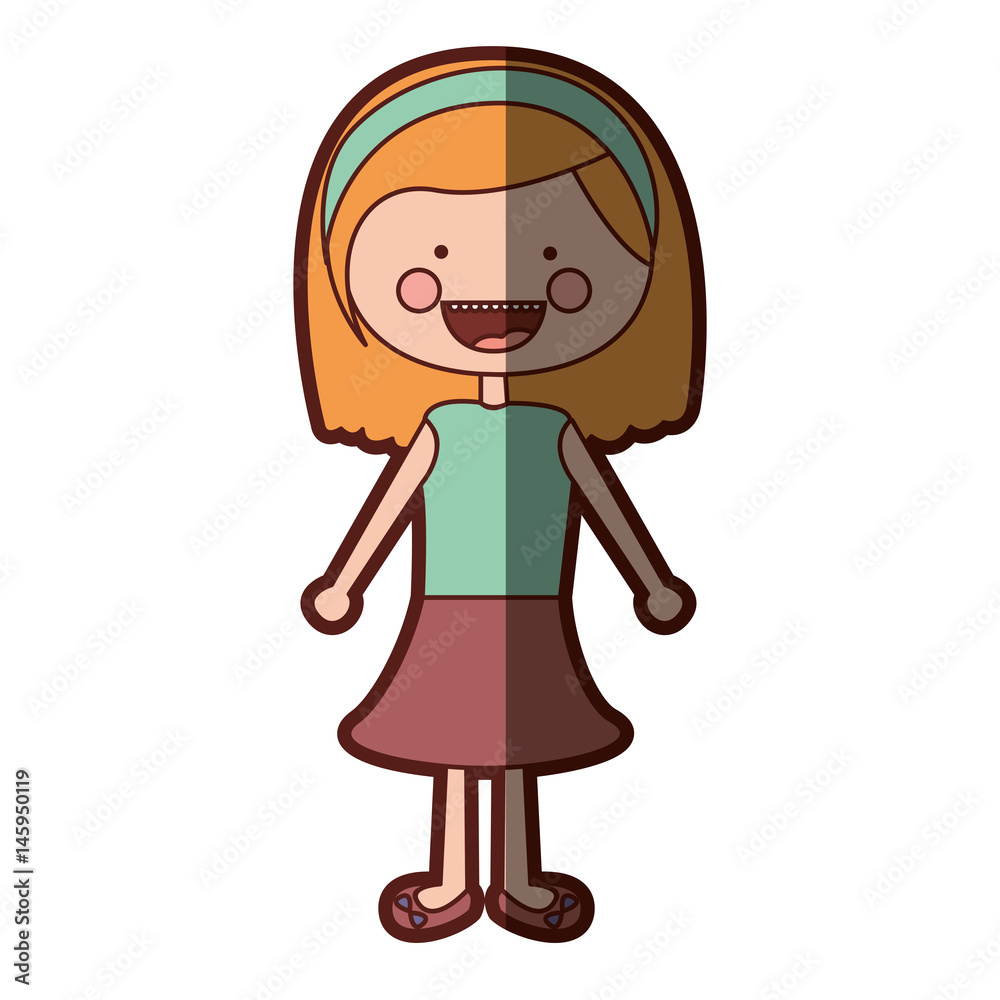 color silhouette shading smile expression cartoon blonded hair girl with shirt and skirt vector illustration color silhouette shading smile expression cartoon blonded hair girl with shirt and skirt vector illustration