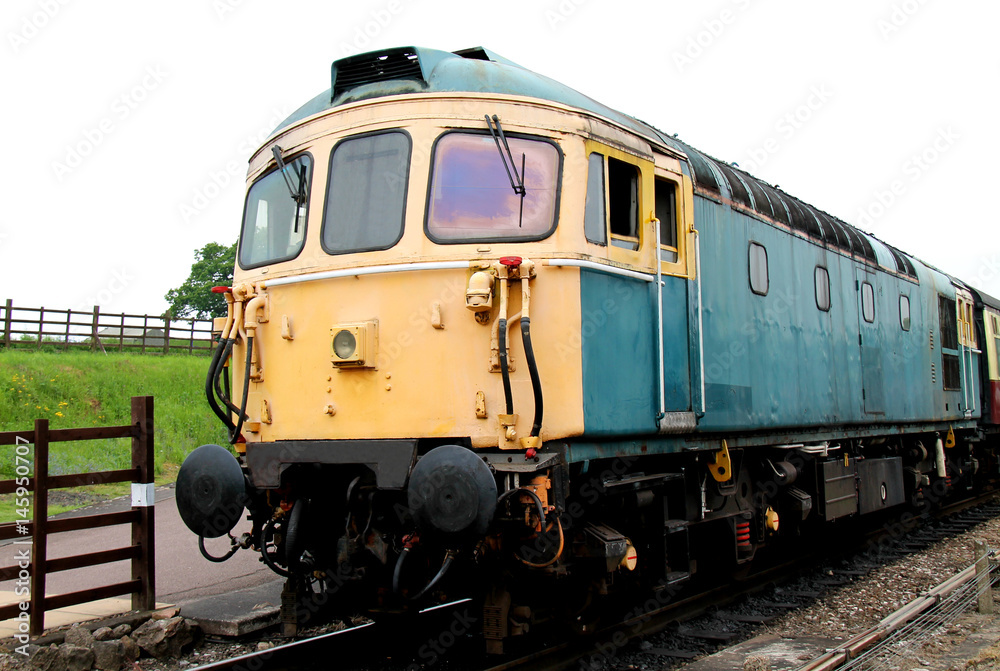 A Vintage Classic Diesel Railway Train Engine.