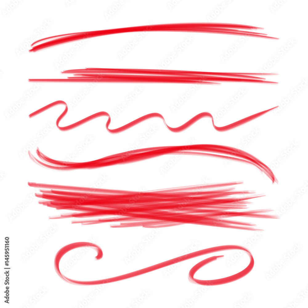 Line brushes vector illustration. Hand drawn strokes.